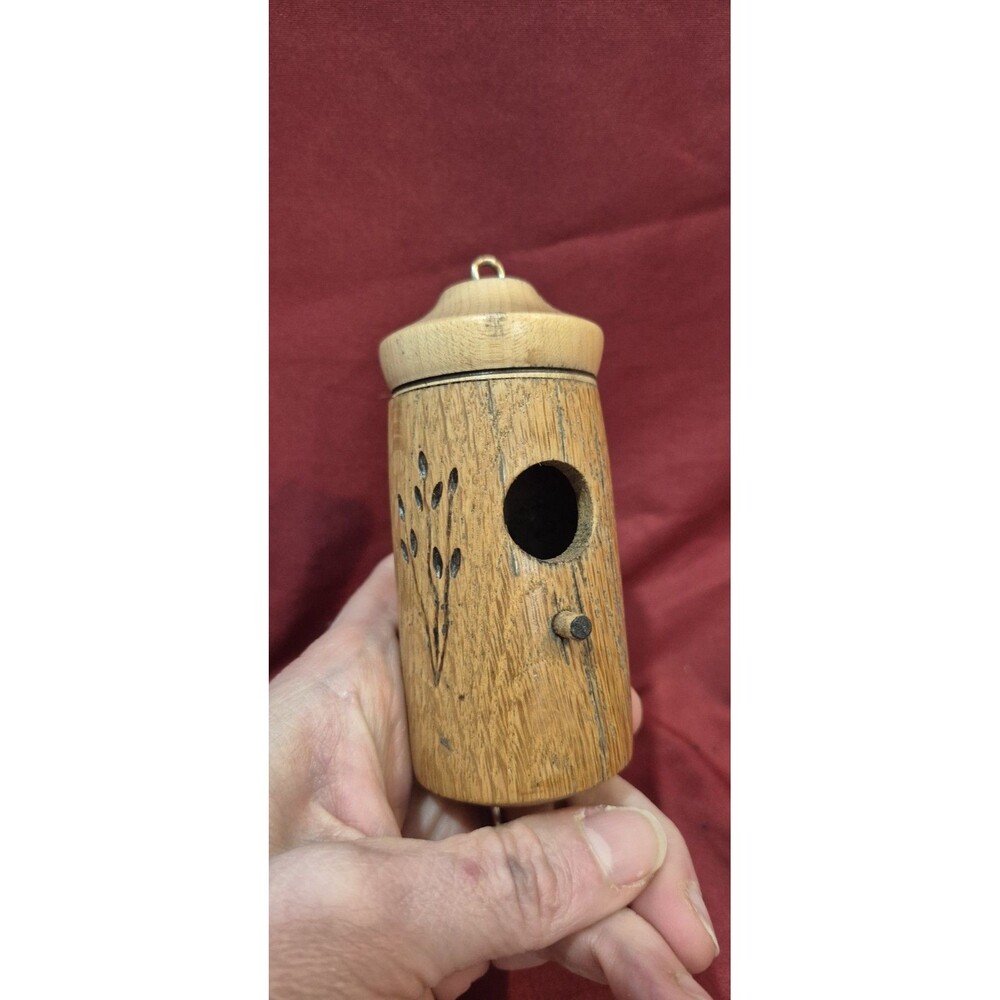 Natural Wood Hummingbird House 2022 Cattail Engraved Hanging 4 Inch Bird Feeder